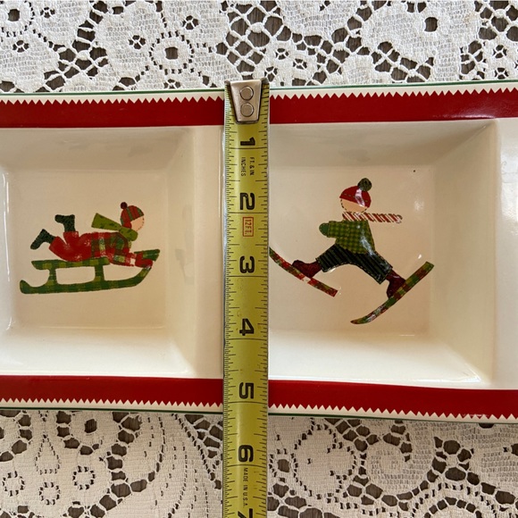 NWT Vintage 80s/90s Three-Compartment Winter Scenes Ceramic Tray - Picture 6 of 11